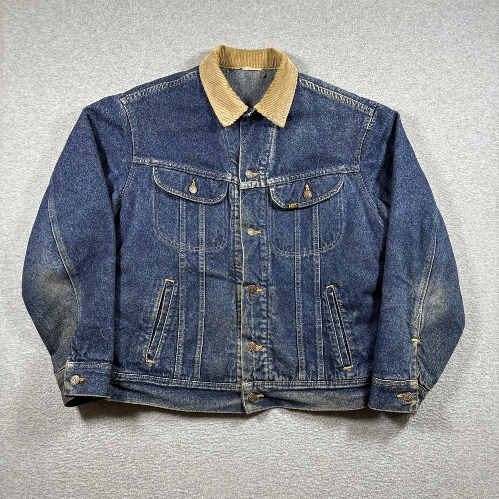 Vintage 70s Lee Storm Rider Denim Trucker Jacket Blanket Lined Mens M USA Made